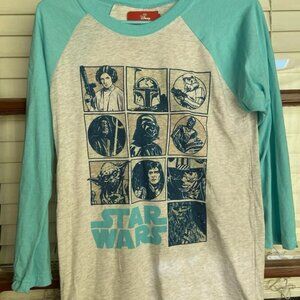 Star Wars Del Sol Color Change Baseball T-Shirt, Size XS, Yoda, Luke, Leía, Han